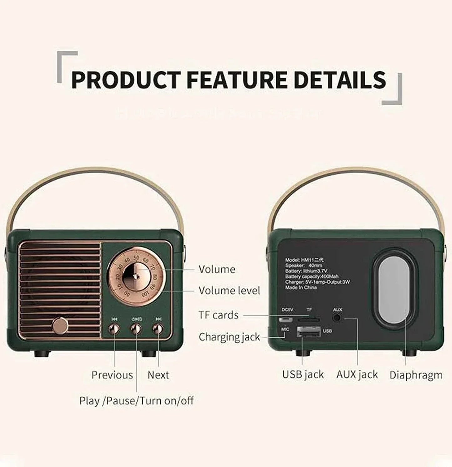 Retro Portable Bluetooth Speaker