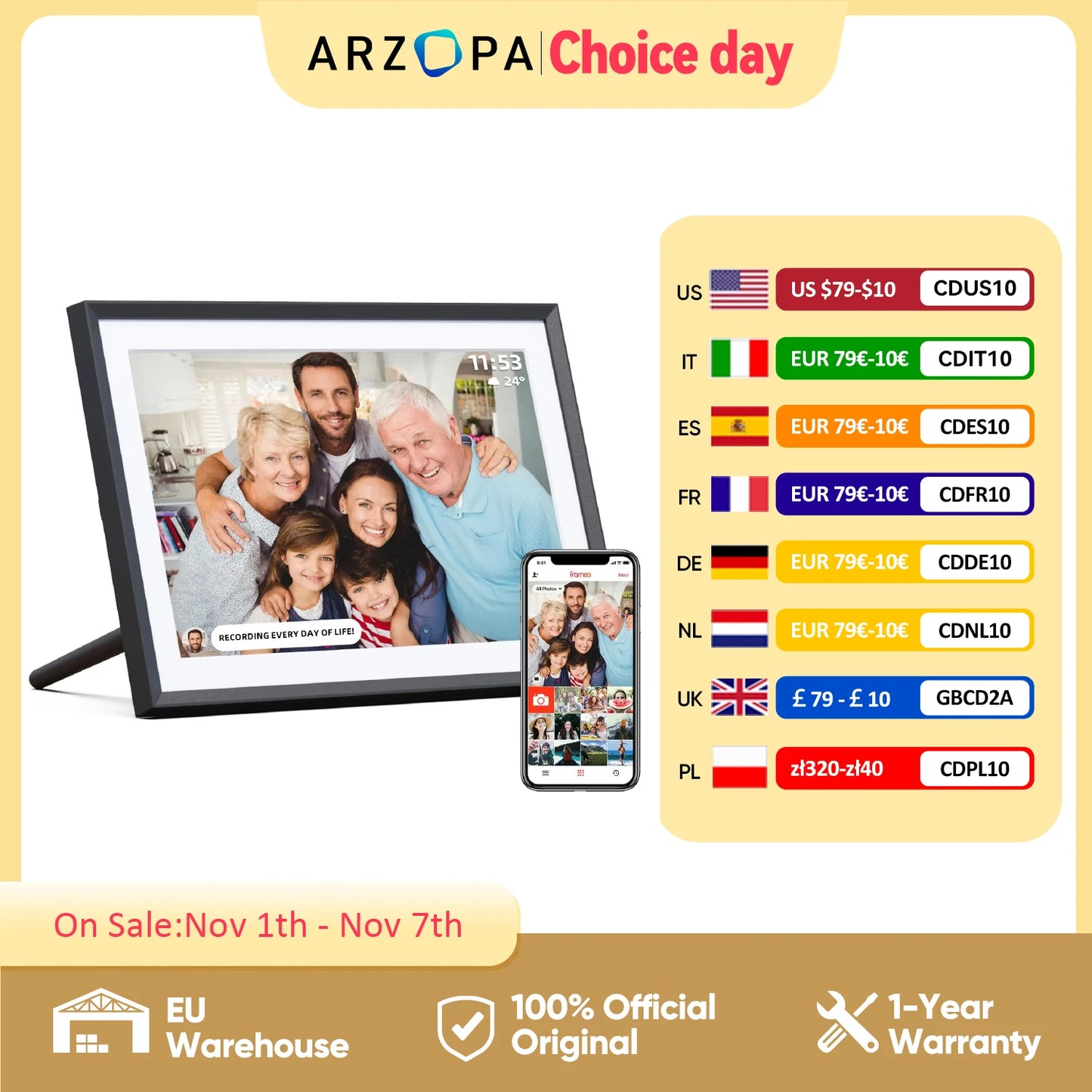 10.1 Inch Touch Screen Digital Picture Frame