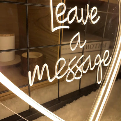 Heart Shape Leave A Message Neon Sign